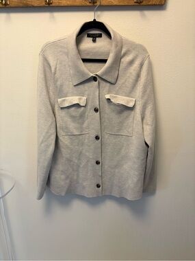 Banana Republic Merino Wool Cream Button-Front Knit Jacket